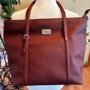 Ivy & Fig Stella Day Bag Tote Burgundy Shoulder Straps No Crossbody Strap